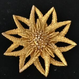 Goldtone Embroidery Textured Sunflower Brooch